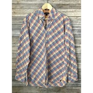 Tommy‎ Hilfiger Mens 80s 2 Ply Button Down Shirt M Long Sleeve Checkered Disco